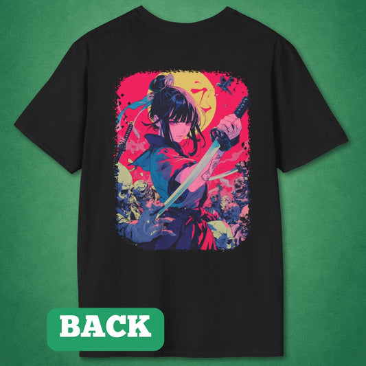 Swordswoman Vs. Zombies (Back Print) T-Shirt
